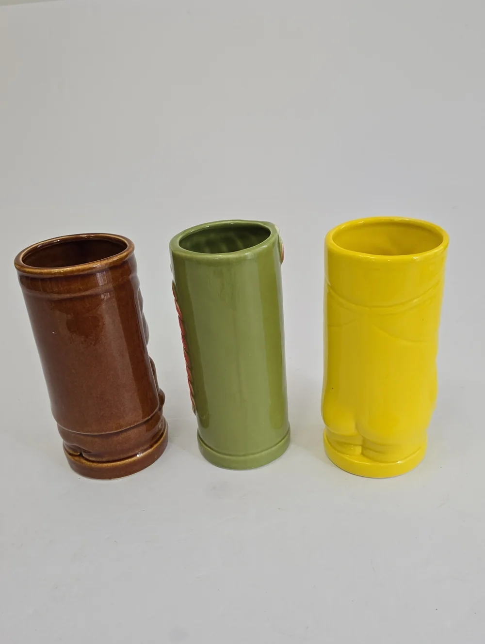 Tiki Novelty Set Of 3 Tiki Porcelain Cups Polynesian Hawaiian Luau